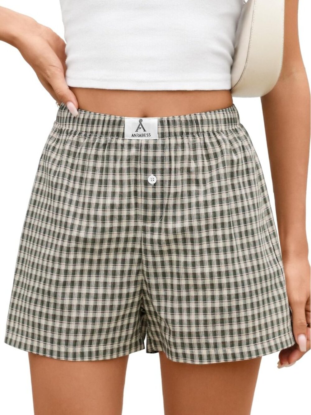 〽️Women's Boxer Shorts Multi Green Apricot Plaid Lounge Sleep Comfort High Rise